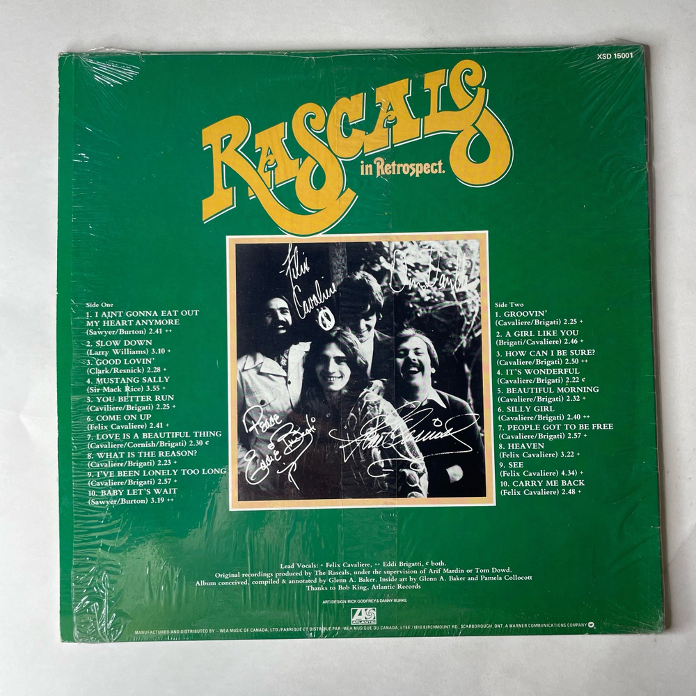 Винтажная виниловая пластинка LP The Rascals In Retrospect. A Selection of Classic Recordings 1966 1969 (Канада 1980)