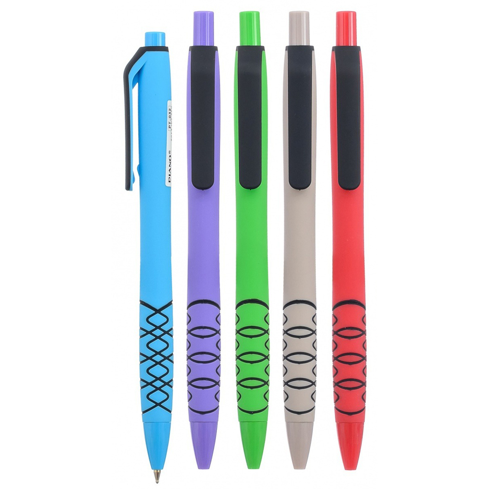 Ручка шариковая, масляная, автоматическая, Piano, синие чернила, цветной корпус, набор 50 шт