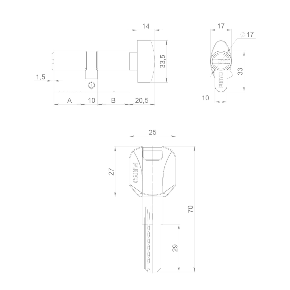 Цилиндровый механизм (Z402/90) Z4002Knob90(40+10+40) с вертушкой CP хром