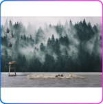 Фотообои 3d на стену флизелиновые Туманный лес 500х270 см Luxury Walls AM13105
