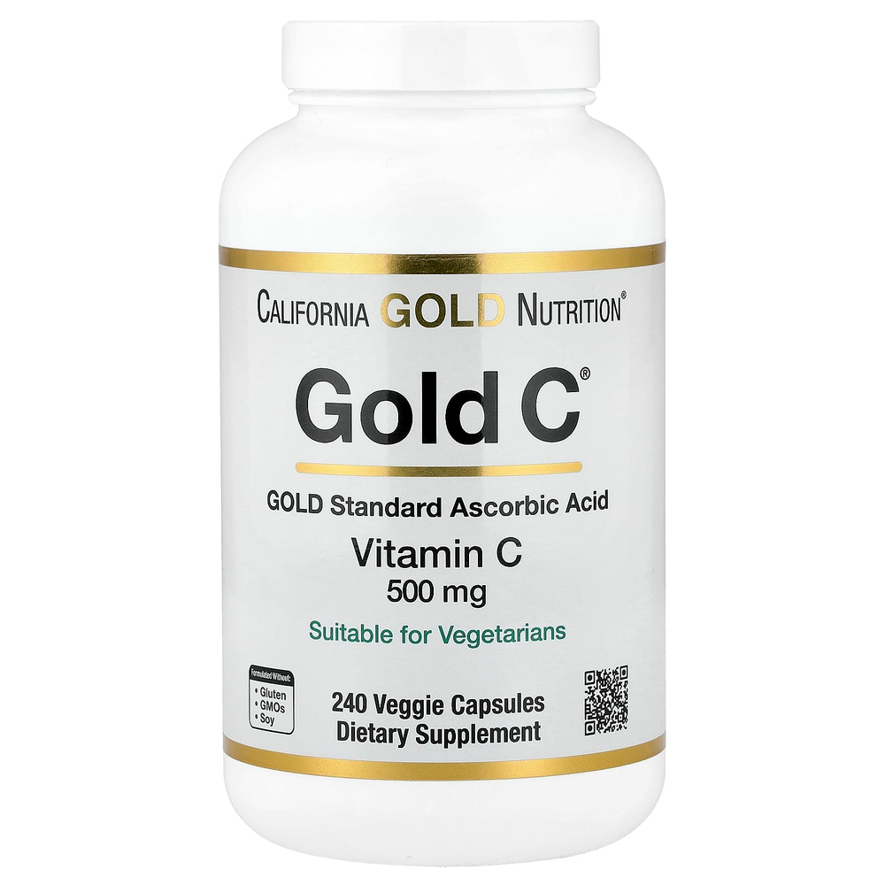 California Gold Nutrition, Gold C®, витамин C класса USP, 500 мг, 240 вегетарианских капсул