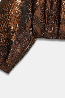 ZARA БОМБЕР ИЗ ЖАККАРДА С БЛЕСКОМ, ОХРА