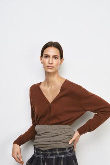 ZARA КАРДИГАН ИЗ 100% СВЕРХМЯГКОЙ ШЕРСТИ, КОРИЧНЕВЫЙ