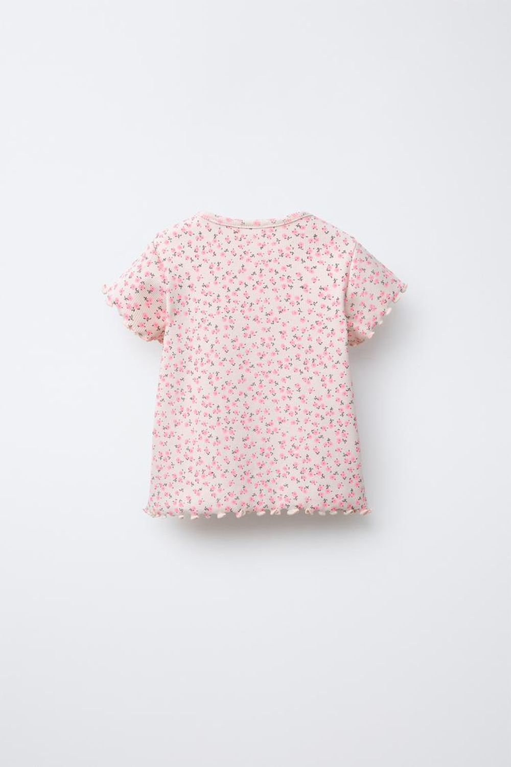 ZARA НАБОР ИЗ 2 ФУТБОЛОК В РУБЧИК С ЦВЕТОЧНЫМ ПРИНТОМ, РОЗОВЫЙ