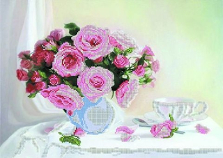 "Розовый букет"-4039 ткань с нанесенным рисунком