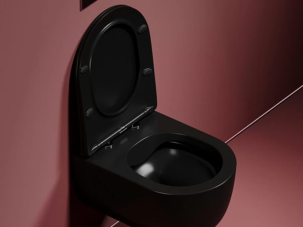 Унитаз подвесной Ceramica Nova Modena CN6063MB безободковый, с крышкой микролифт, черный матовый