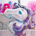 Шар (46"/117 см) Фигура, Голова Единорога, Фиолетовый