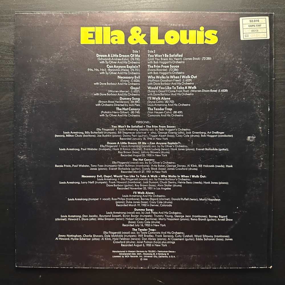 Ella Fitzgerald & Louis Armstrong - Ella & Louis (Германия 1977г.)