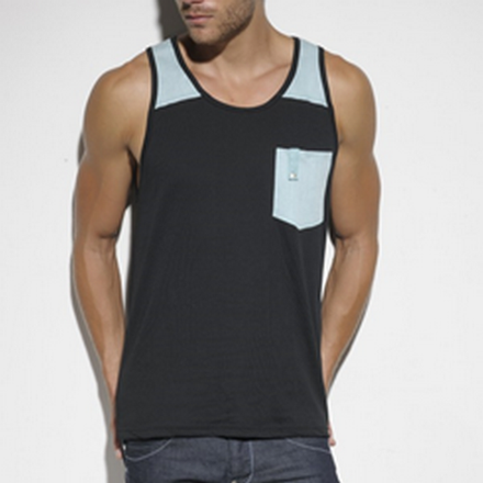 Мужская майка черная с бирюзовым ES