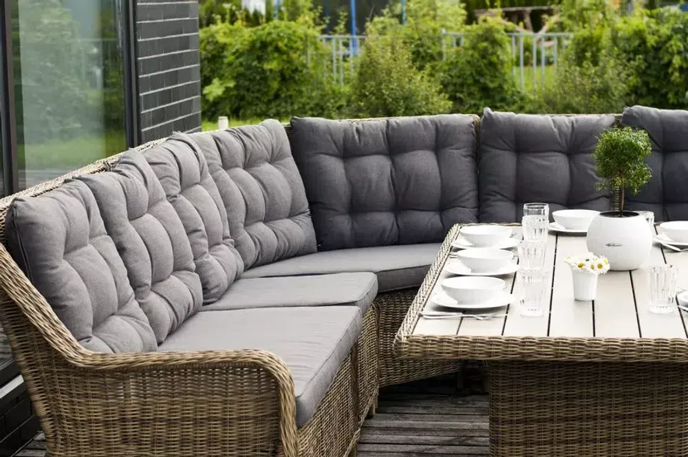 "Бергамо" плетеный обеденный стол, цвет соломенный