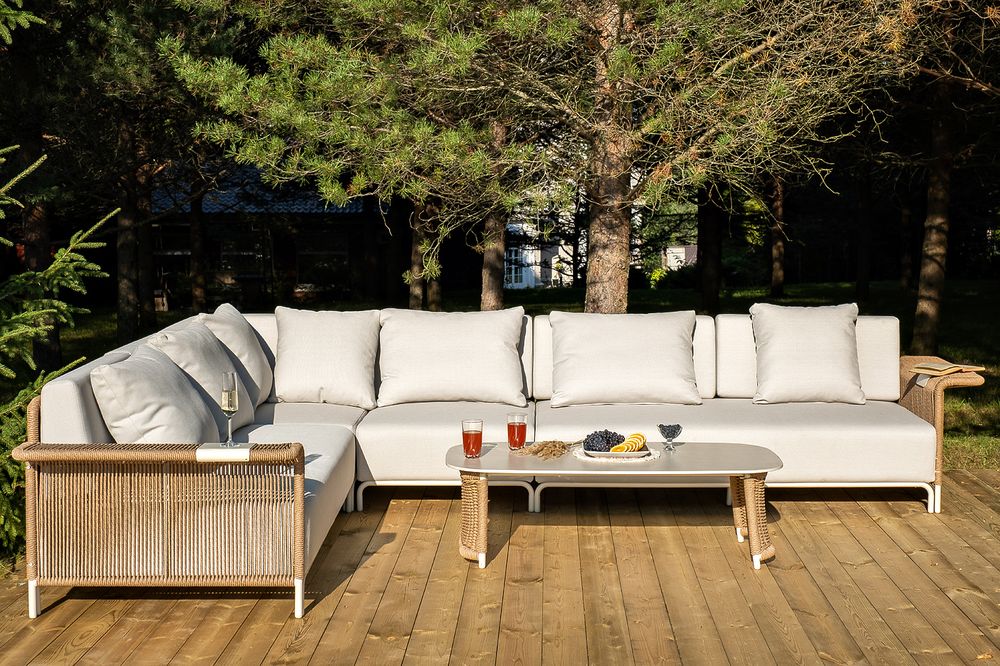 "Мальдивы" трансформирующаяся лаунж-зона из искусственного ротанга, цвет соломенный