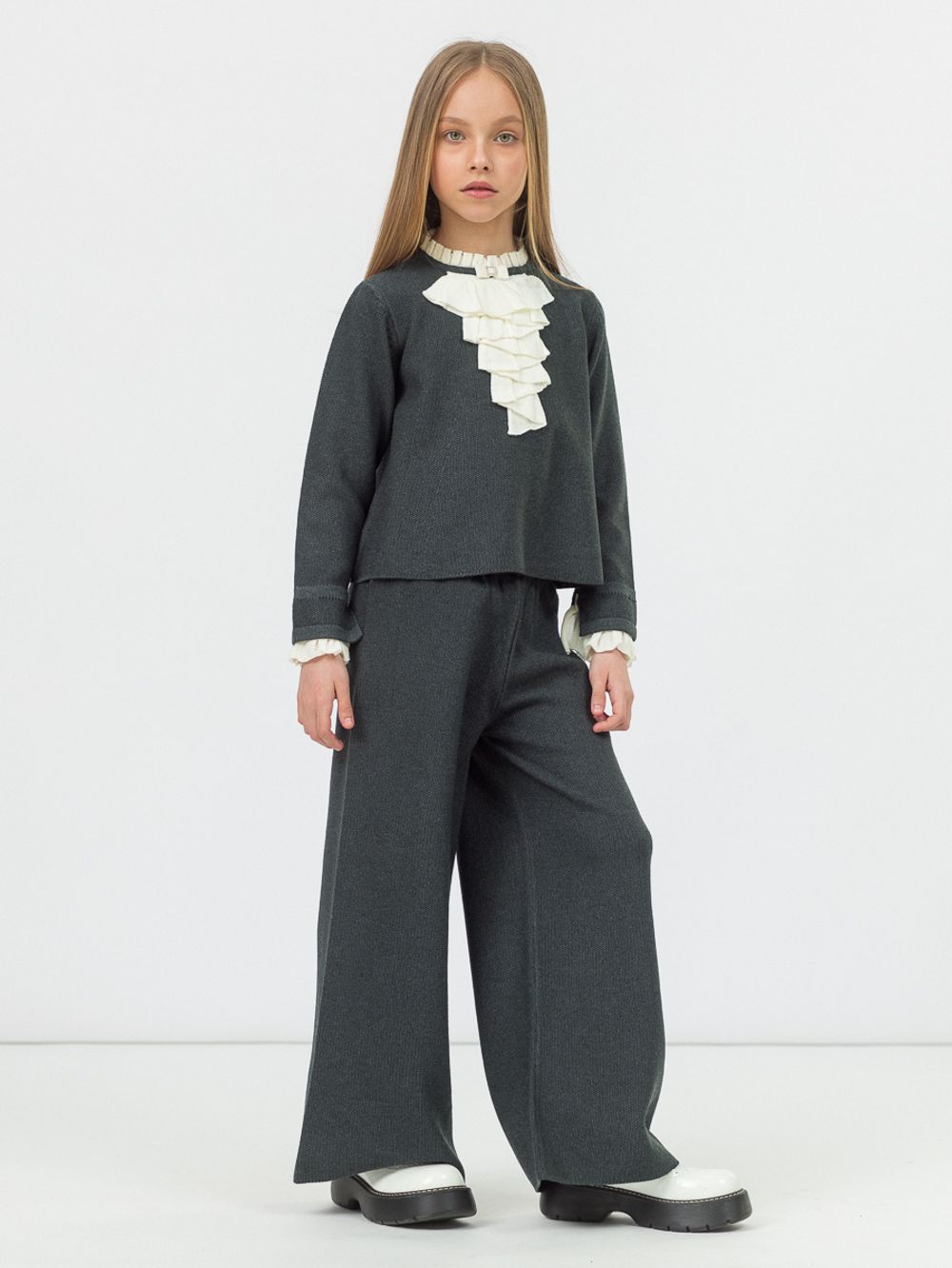 Брюки широкие для девочки AT991 темно-серый