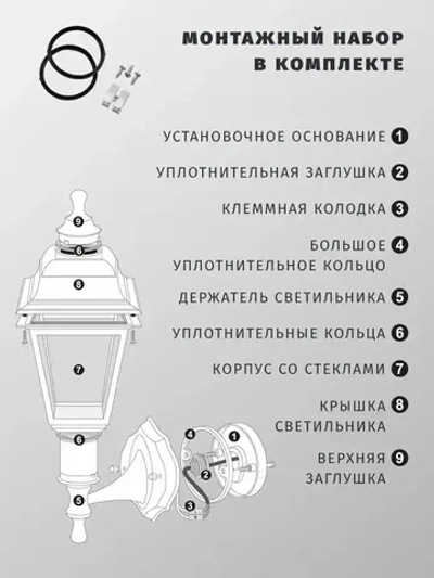 Светильник уличный настенный Navigator 80 495, 6 граней, цоколь E27, IP44, черный под медь