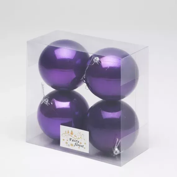 Набор пластиковых шаров Глория 100 мм., фиолетовый перламутр, 4 шт., ЕлкиТорг (150418)
