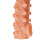 Телесная закрытая насадка 15,6см с шариками Kokos Cock Sleeve 010 Size M