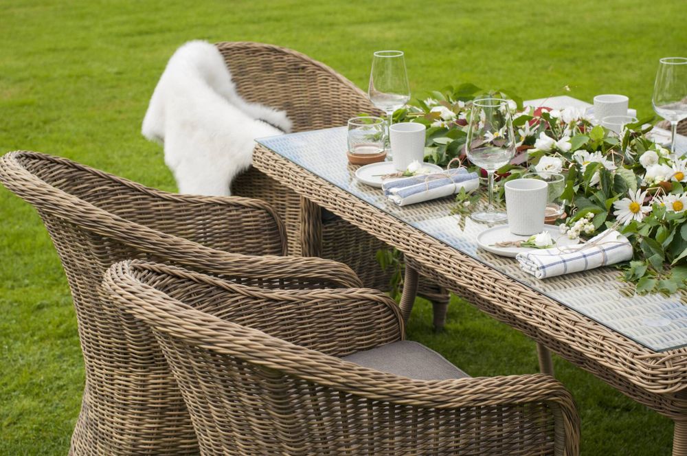 "Латте" плетеный стол из искусственного ротанга 160х90см, цвет соломенный