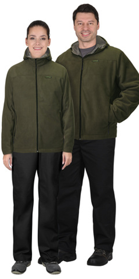 Куртка флисовая "ТЕХНО" хаки (флис дублированный)