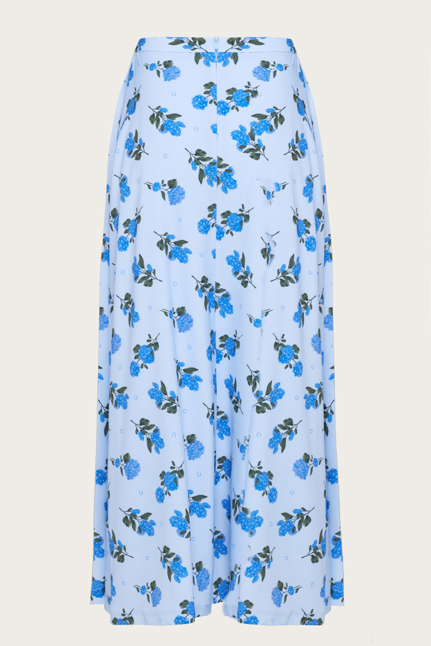 Голубая юбка-макси с цветочным принтом "Бланш"