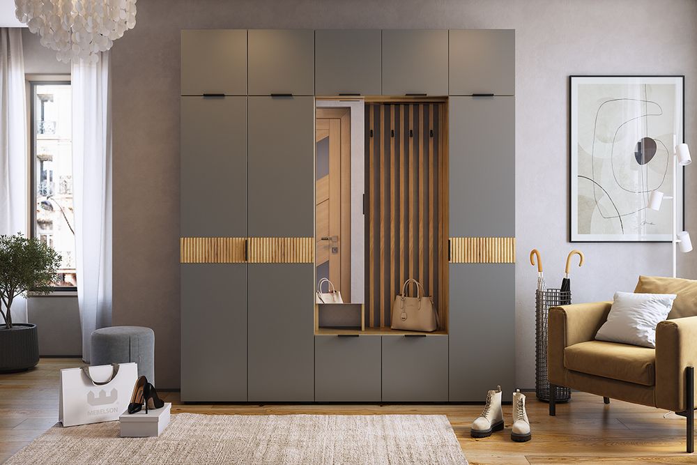 Прихожая Бери 800х350х1826 (Дуб крафт золотой/Графит)