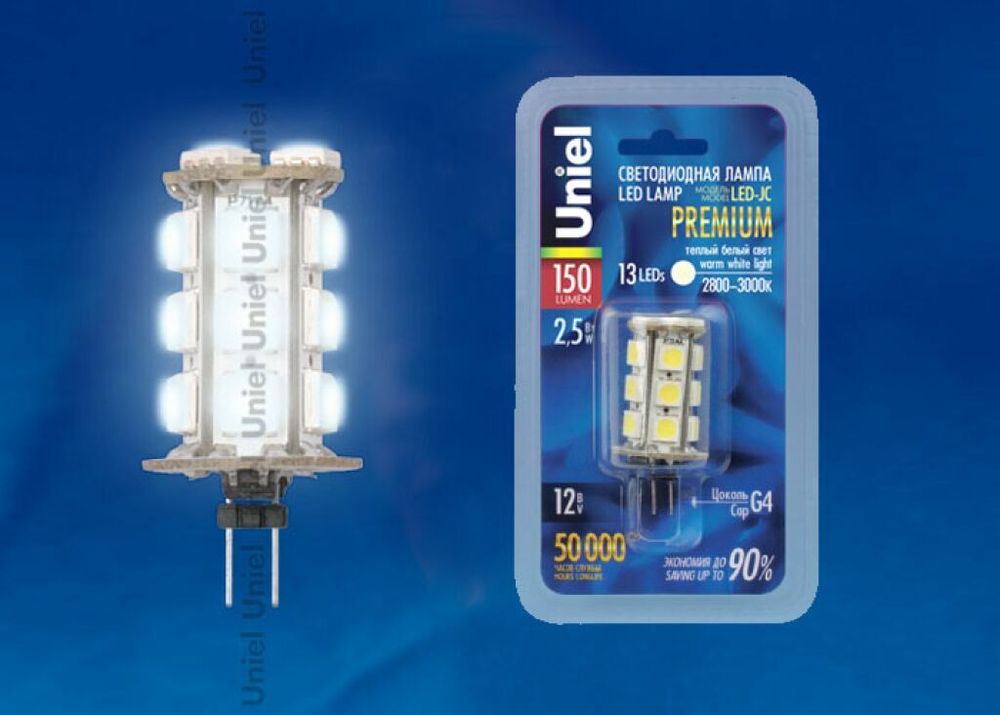 LED-JC-12/2,5W/WW/G4 150lm Corn Лампа светодиодная. Упаковка блистер
