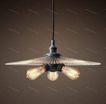 replica  20TH C. FACTORY FILAMENT RIBBED GLASS TRIPLE Restoration Hardware