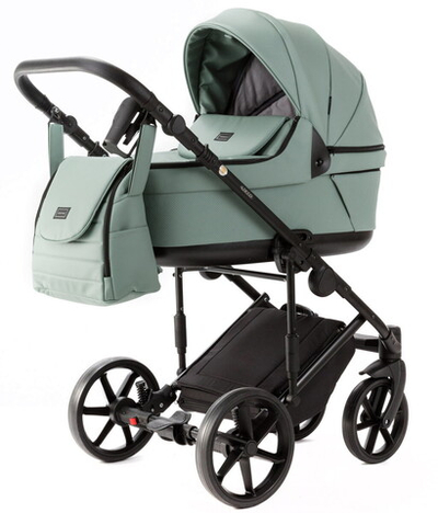 Детская коляска Adamex Locco Light Deluxe 3 в 1 LL-SA20 (СЕРО-ЗЕЛЕН. КОЖА)