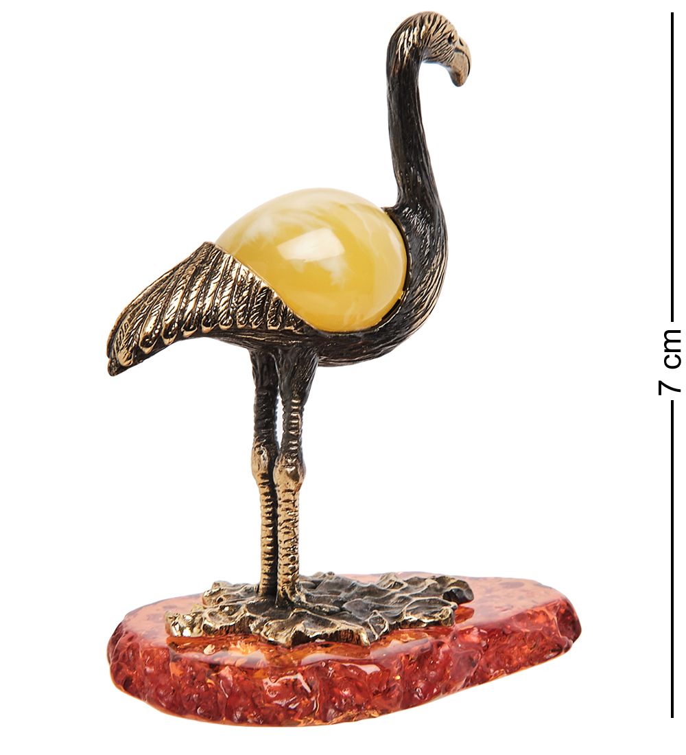 Народные промыслы AM-1927 Фигурка «Фламинго» (латунь, янтарь)