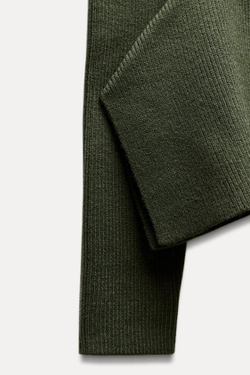 ZARA СВИТЕР С БАСКОЙ, ЗЕЛЕНЫЙ