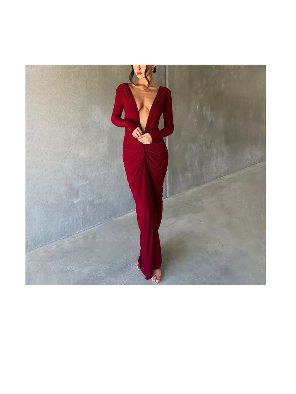 Платье вечернее макси с драпировкой