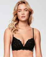 Бюстгальтер-балконет с формованными push-up чашками (Размер: 4B) (Цвет: черный с бежевым)