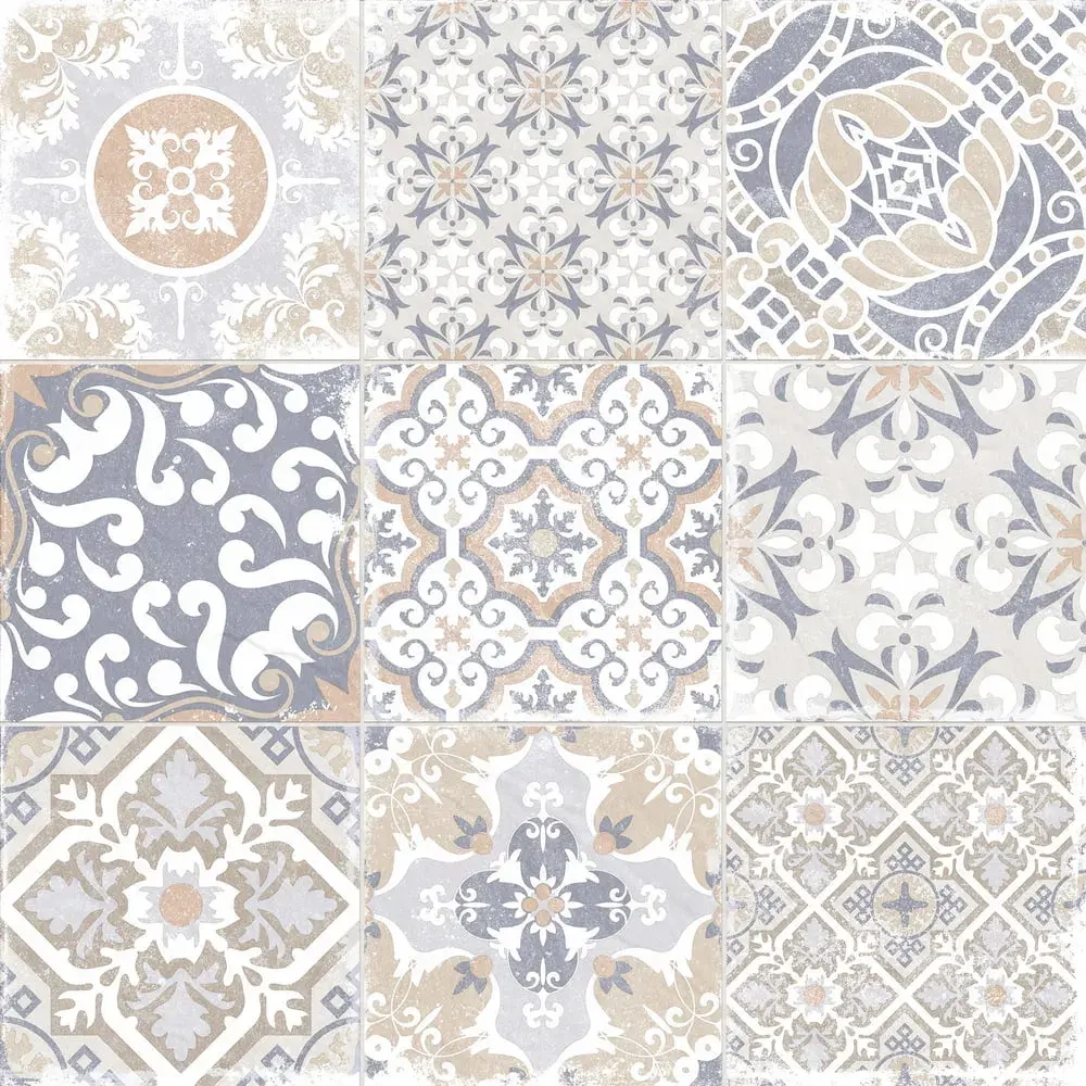 Керамогранит Alma Ceramica GFU04CTR14R Country 60x60 бежевый / голубой сахарный с орнаментом