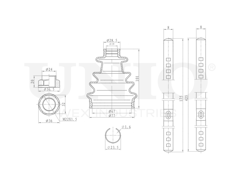Пыльник ШРУСа (к-т) UNIO DUC-30125K