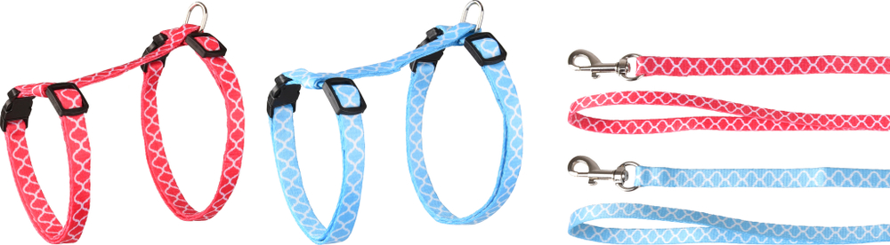 Шлейка с поводком для котят AMSI 20-35см/10мм, в ассортименте