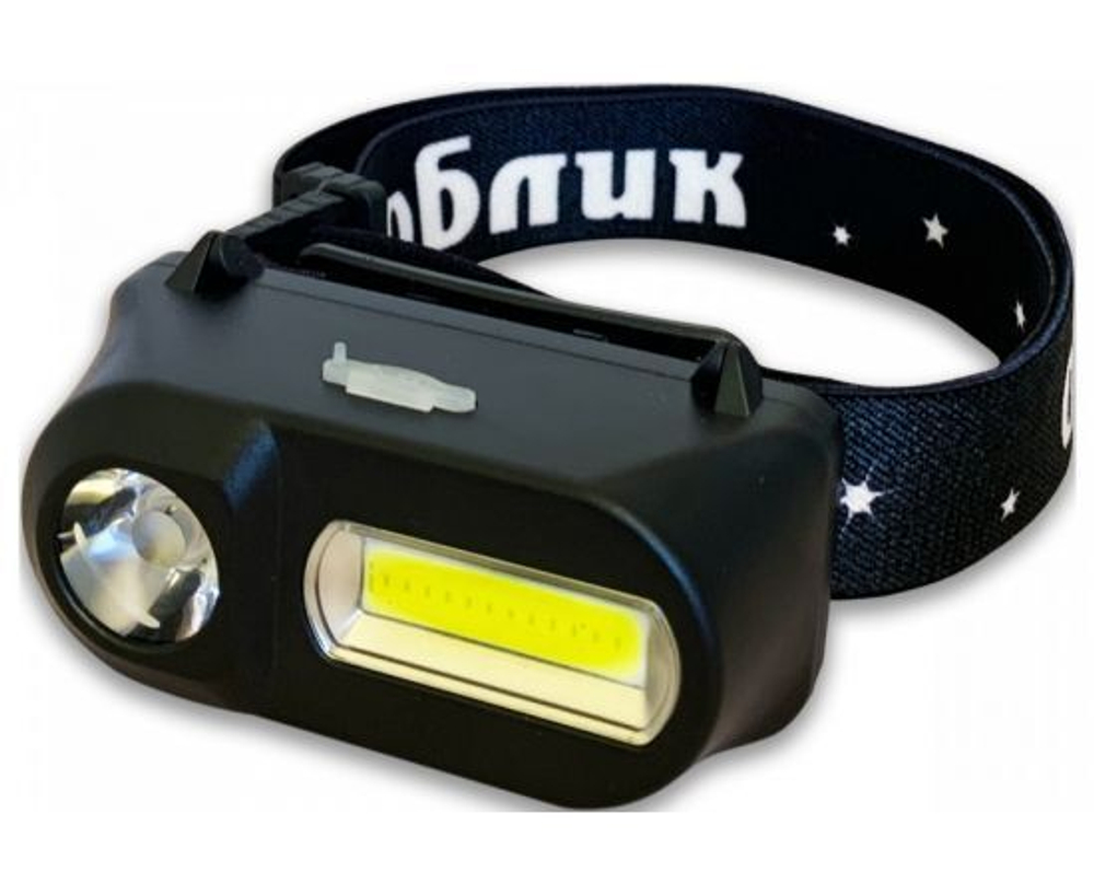 Фонарь светодиодный налобный, встроенный аккумулятор, Облик, 2082, зарядка от USB, пластик, 2х3W, УТ-00000719