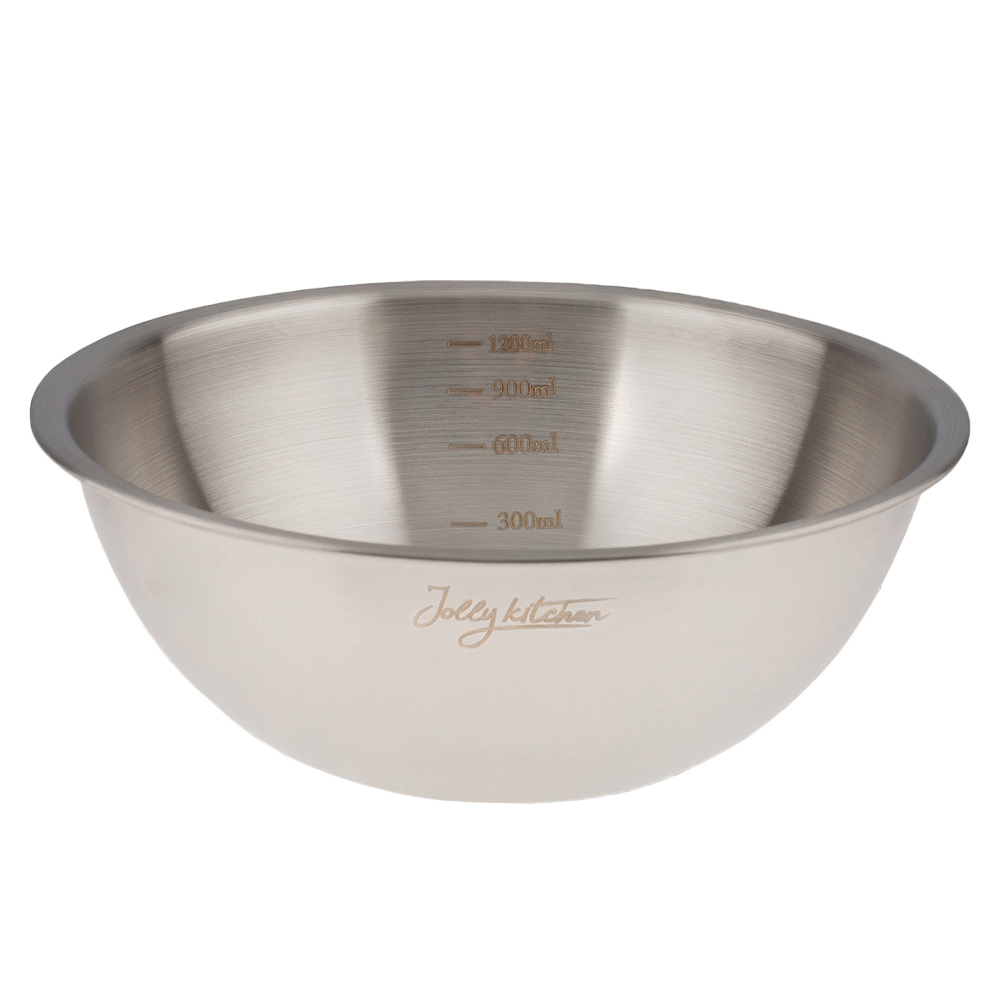 Миска-салатник Jolly Kitchen c мерной шкалой, 25 см, нержавеющая сталь, 3 л, матовый/глянец