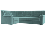 Диван угловой Карелия левый угол, Бирюзовый, Велюр, 113341L