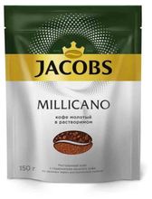 Кофе растворимый Jacobs Monarch Millicano с молотым кофе, пакет 150 г