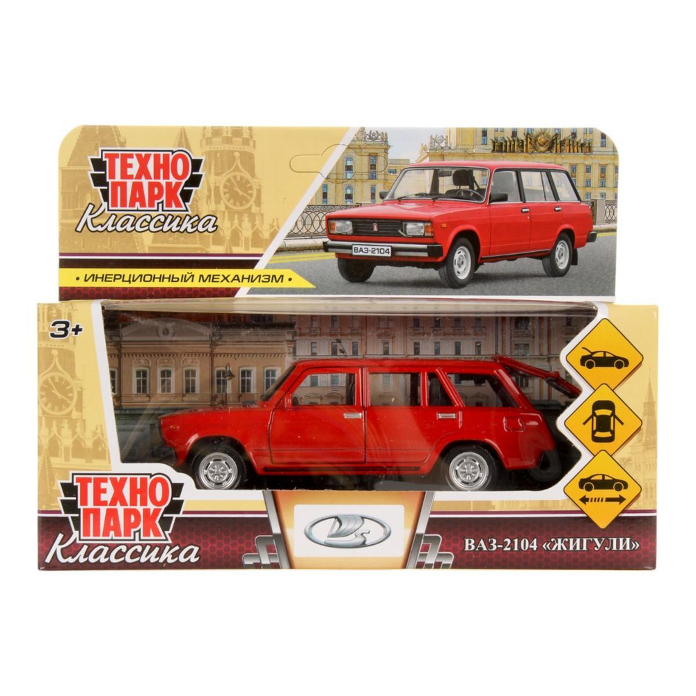 Модель ин. мет. "Жигули ВАЗ-2104" 12см, открыв. двери, багажн. красный, коробка 2104-12-RD (Технопарк)
