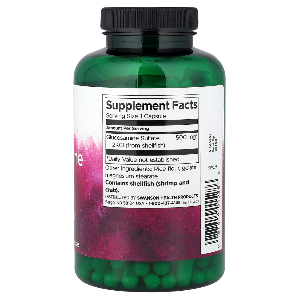 Swanson, 2KCI, сульфат глюкозамина, 500 мг, 250 капсул