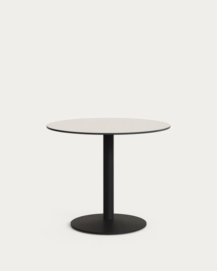 Esilda Садовый круглый стол белого цвета с черной металлической ножкой