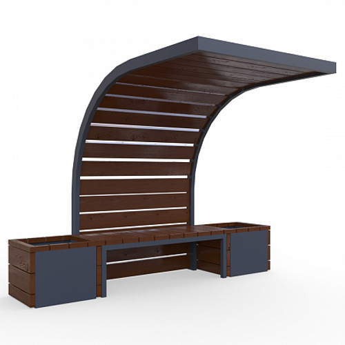 Навес Дуга с лавкой и цветочницами