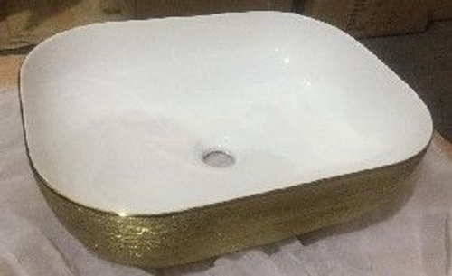 Раковина накладная ROVENO PC-19011 золото/белый PC-19011