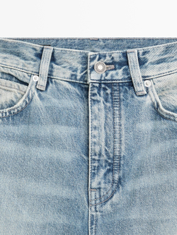 Massimo Dutti Джинсы с высокой талией и широкими штанинами, светло-голубой