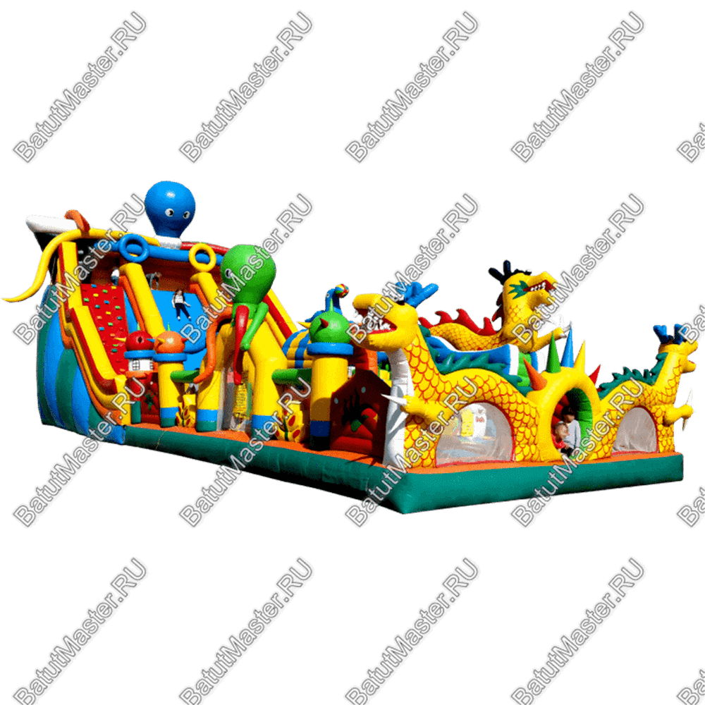 Коммерческий надувной батут "Осьминоги и драконы" 18*8*7 м