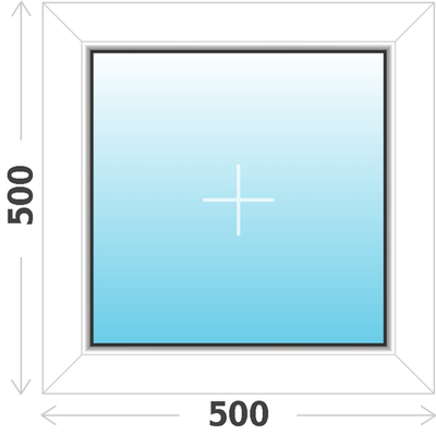 Окно пластиковое ПВХ 500х500 (ШхВ), Глухое , однокамерный энергосберегающий стеклопакет.