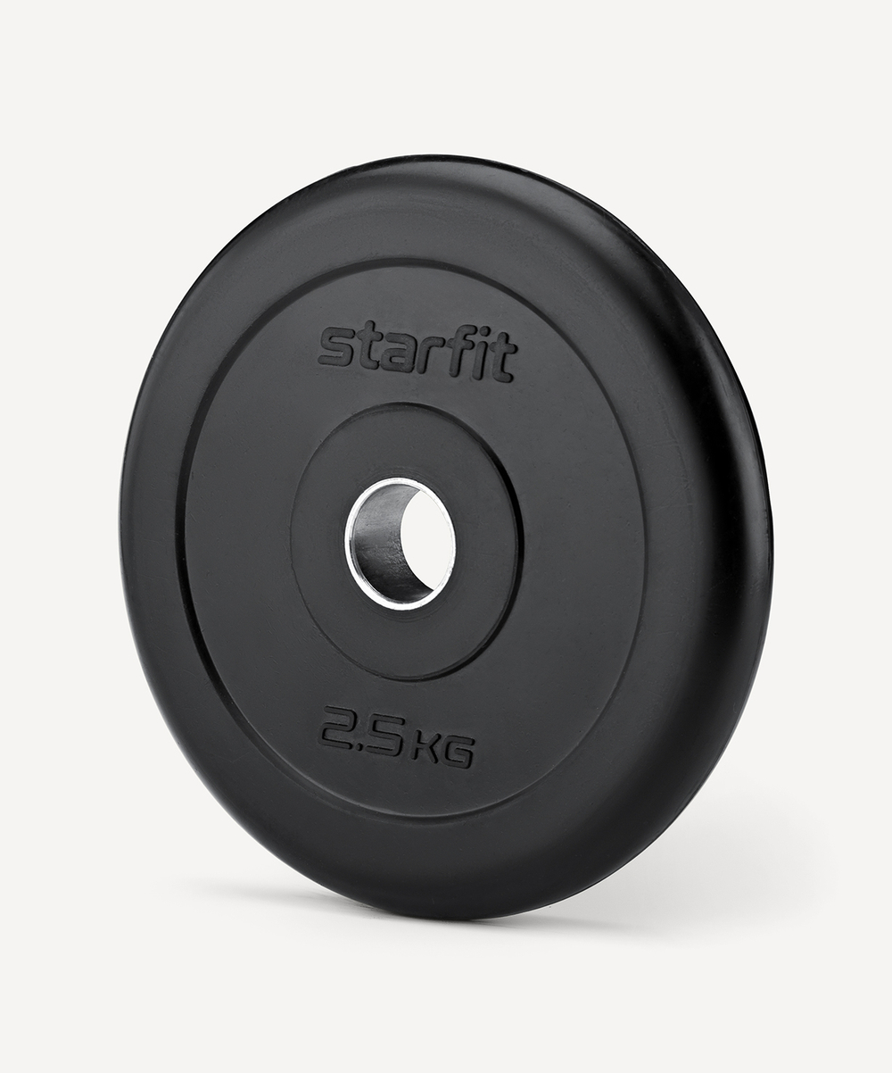 Диск обрезиненный STARFIT BB-202 d=26 мм, стальная втулка, черный, 2,5 кг