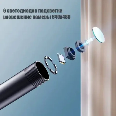 Эндоскоп для смартфона / Эндоскоп ГИБКИЙ и для компьютера для Android, 5 метров, microUSB, USB, Type-S водонепроницаемый, для телефона и смартфона.