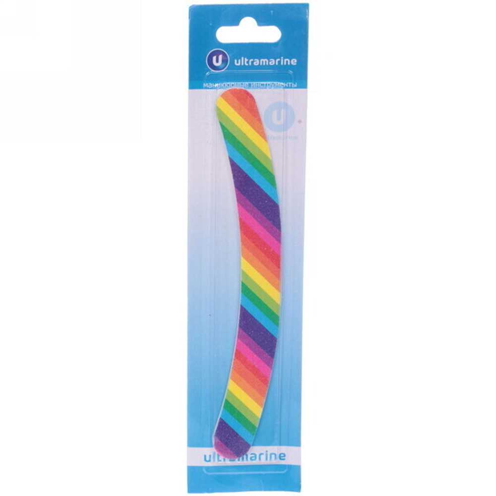 Пилка для ногтей наждачная на блистере бумеранг «Ultramarine», рисунок цвет микс,17,5*2см