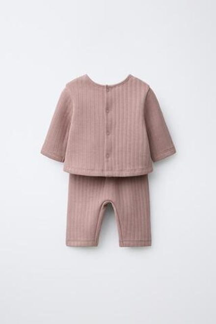 ZARA КОМПЛЕКТ ИЗ КУРТКА-ДЖЕМПЕР 2 В 1 И БРЮК, ЦВЕТ РОЗОВОГО МЕЛА