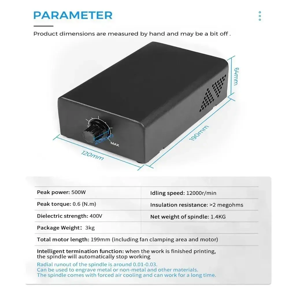 Twotrees 500 Вт воздушное охлаждение шпинделя двигателя ER11 12000 об/мин регулятор мощности для TTC450 деревообрабатывающий гравировальный станок с ЧПУ маршрутизатор